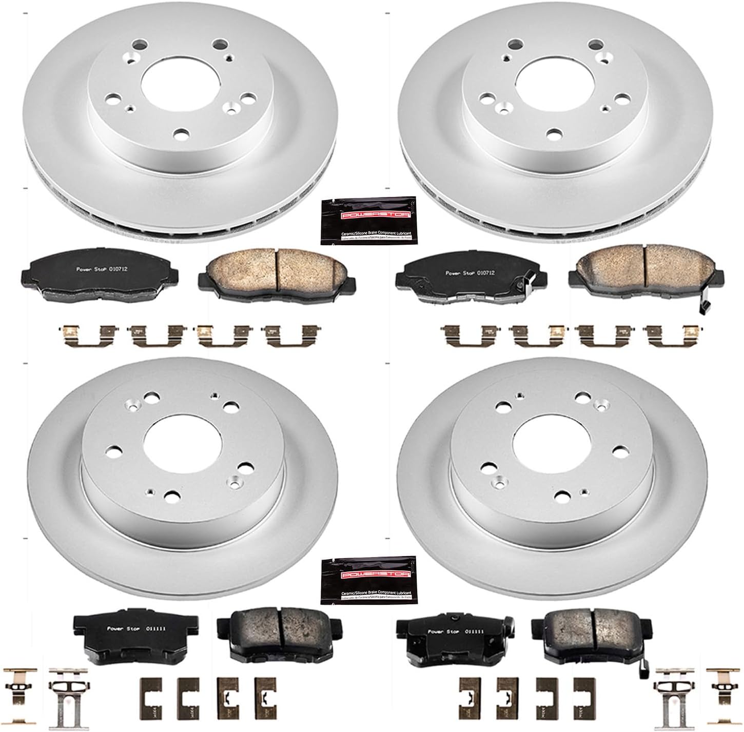 PowerStop Front and Rear Brake Kit for Honda Civic 2006-11 - Fully-Coated Disc Rotors with Z17 Ceramic Brake Pads Replacement, CRK2385