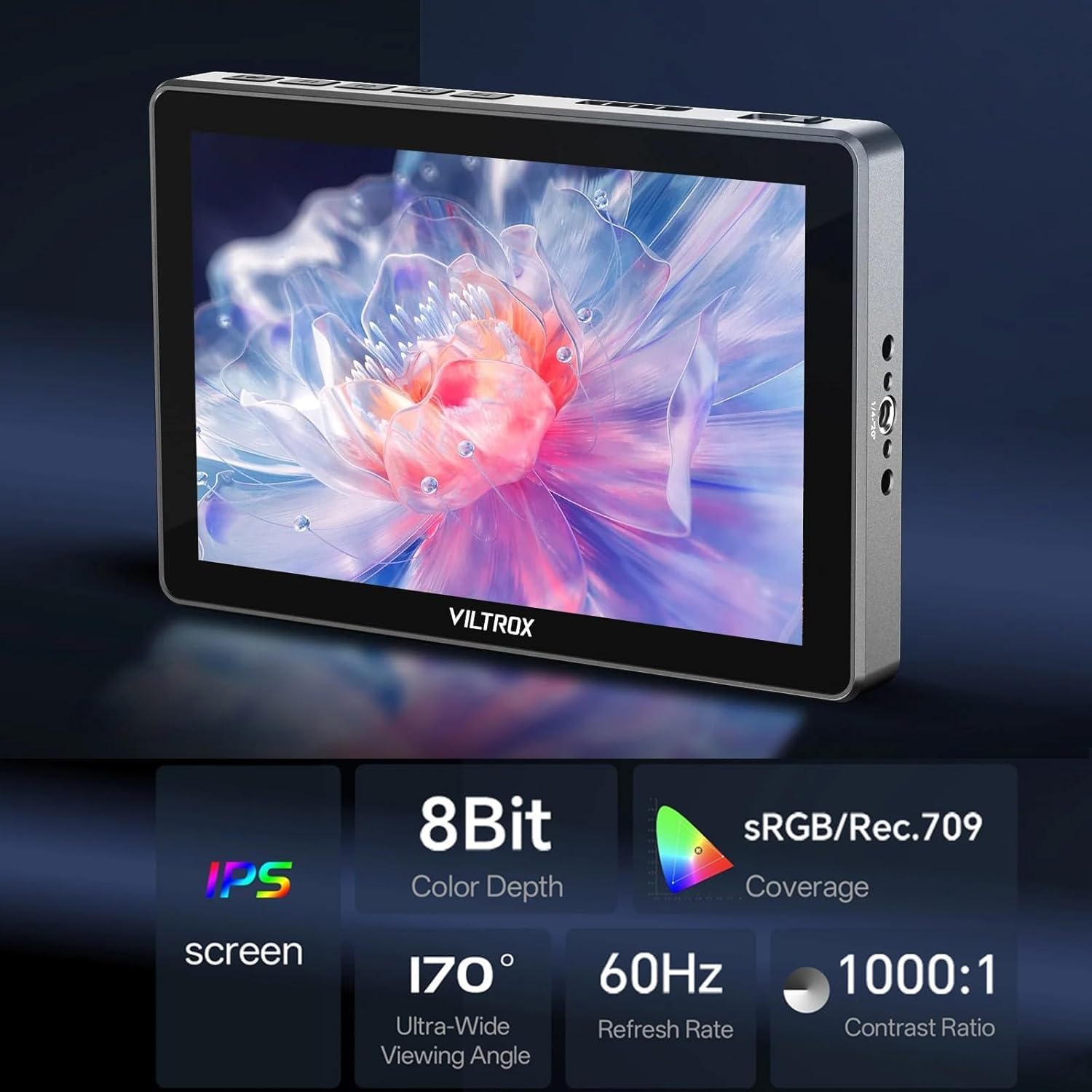 VILTROX DC-L2 7 Inch Camera Video Field Monitor,Full HD 1280x800 Touch Screen Director AC Monitor with 4K HDMI/3G-SDI Loop in & Out 3D Lut RGB Parade Focus Peaking Full Waveform