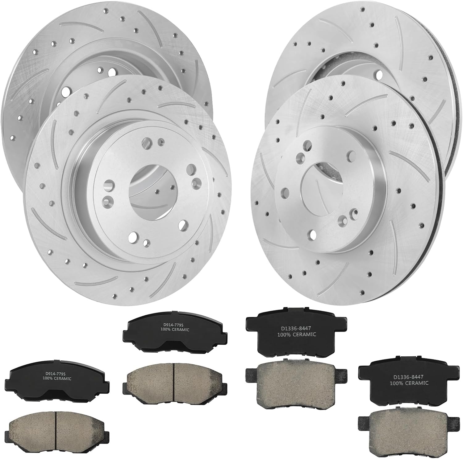 Front Rear Brake Kit Replacement for Honda Accord 2008-2017 Disc Brake Kits Compatible with Honda Accord 2008 2009 2010 2011 2012 2013 2014 2015 2016 2017