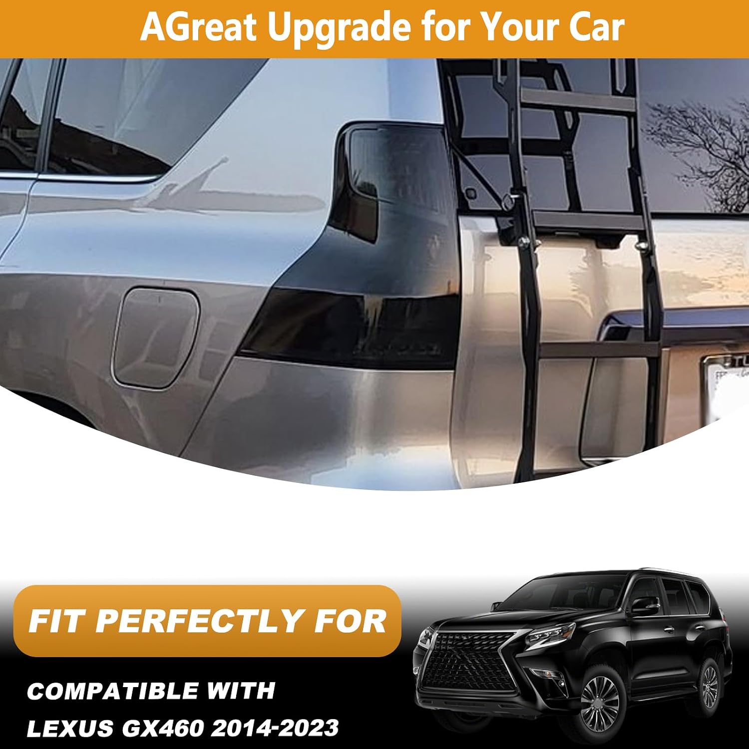 2PCS Car Tail Light Covers Compatible with Lexus GX460 2010-2023 ABS Smoked Black Rear Headlight Cover Protective Light Exterior Accessories