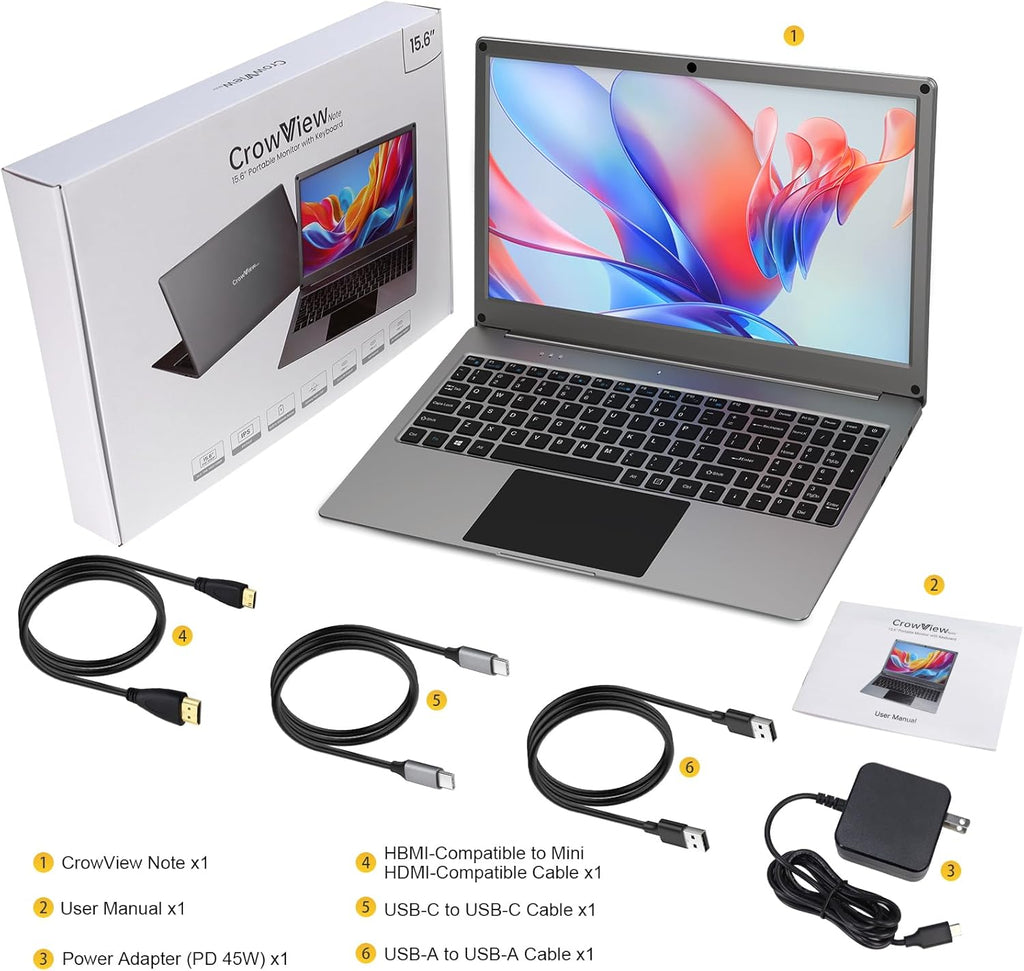 ELECROW 15.6 Inch Portable Monitor with Keyboard, Lapdock 1080P FHD IPS Display with Built-in Battery, USB C External Computer Monitors Compatible with Raspberry Pi, Phone, Mini PC, Mac, Game Console