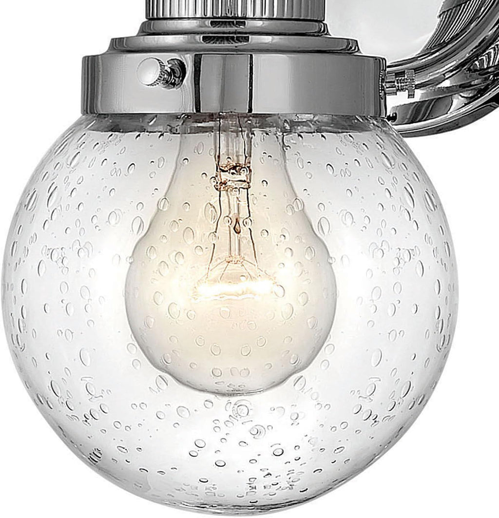 Hinkley Poppy One Light Bathroom Vanity Fixture with Clear Seedy Glass, Chrome