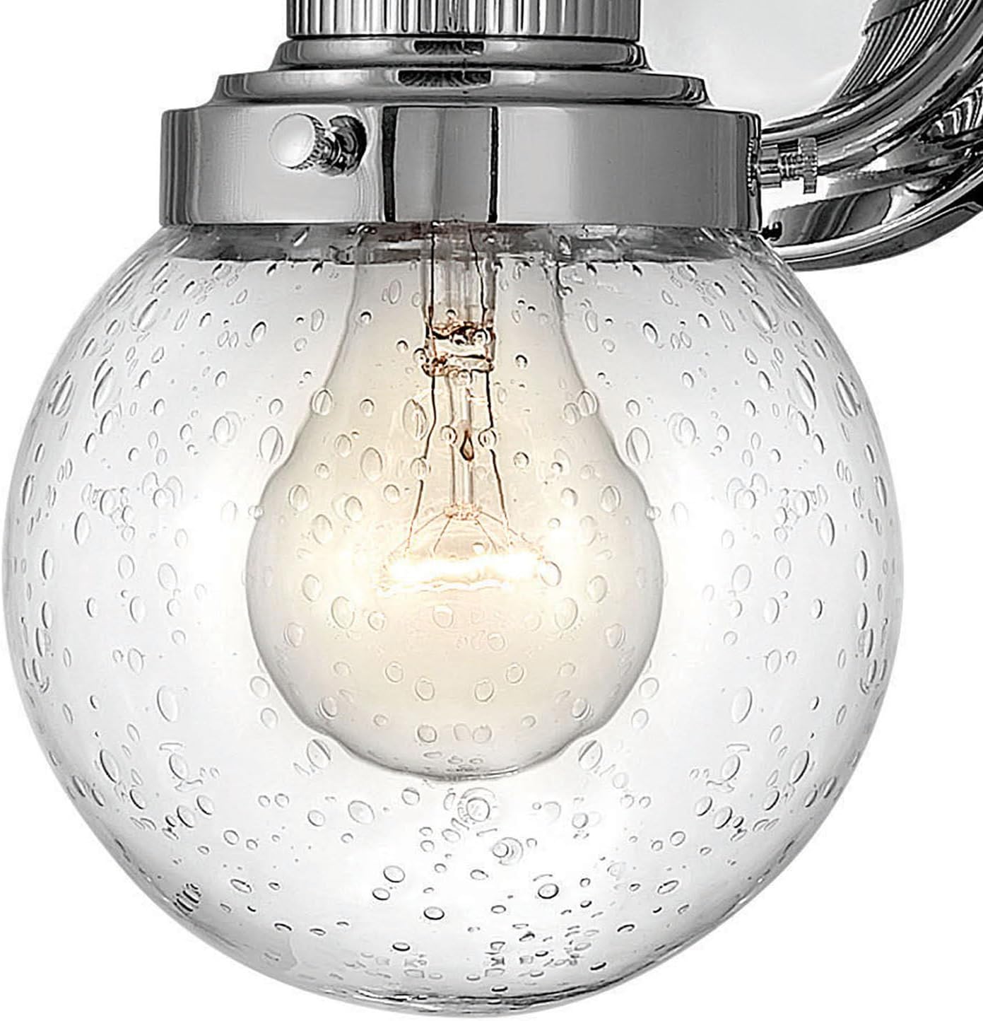 Hinkley Poppy One Light Bathroom Vanity Fixture with Clear Seedy Glass, Chrome