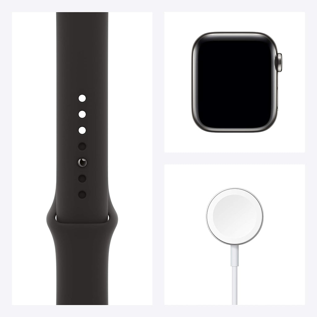 Apple Watch Series 6 (GPS + Cellular, 40mm) - Graphite Stainless Steel Case with Black Sport Band (Renewed)