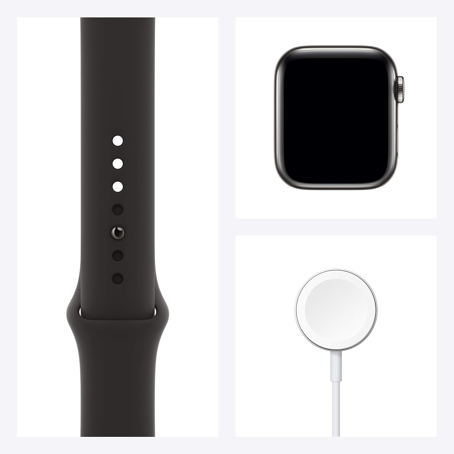 Apple Watch Series 6 (GPS + Cellular, 40mm) - Graphite Stainless Steel Case with Black Sport Band (Renewed)