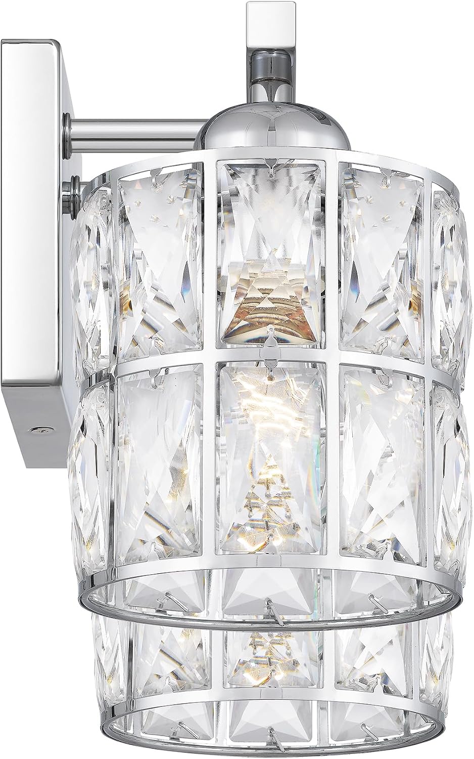 Quoizel Gibson Bath Vanity Lights, 13 Inch 2-Light Polished Chrome Bathroom Lighting Fixtures Over Mirror, Clear Beveled Crystal Shade, Contemporary Wall Mount Light for Bathrooms, Kitchen or Hallway