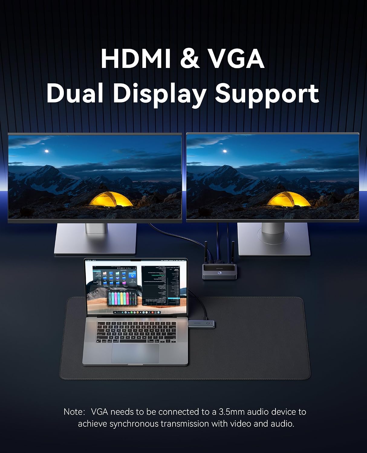 VENTION Wireless HDMI Transmitter and Receiver 165FT/50M, [Support VGA Input], 1080P@60Hz Plug & Play, 5G Wireless HDMI Extender for Streaming Video & Audio to Monitor from Laptop/Pc/Tv Box/Projector
