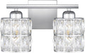 Quoizel Gibson Bath Vanity Lights, 13 Inch 2-Light Polished Chrome Bathroom Lighting Fixtures Over Mirror, Clear Beveled Crystal Shade, Contemporary Wall Mount Light for Bathrooms, Kitchen or Hallway
