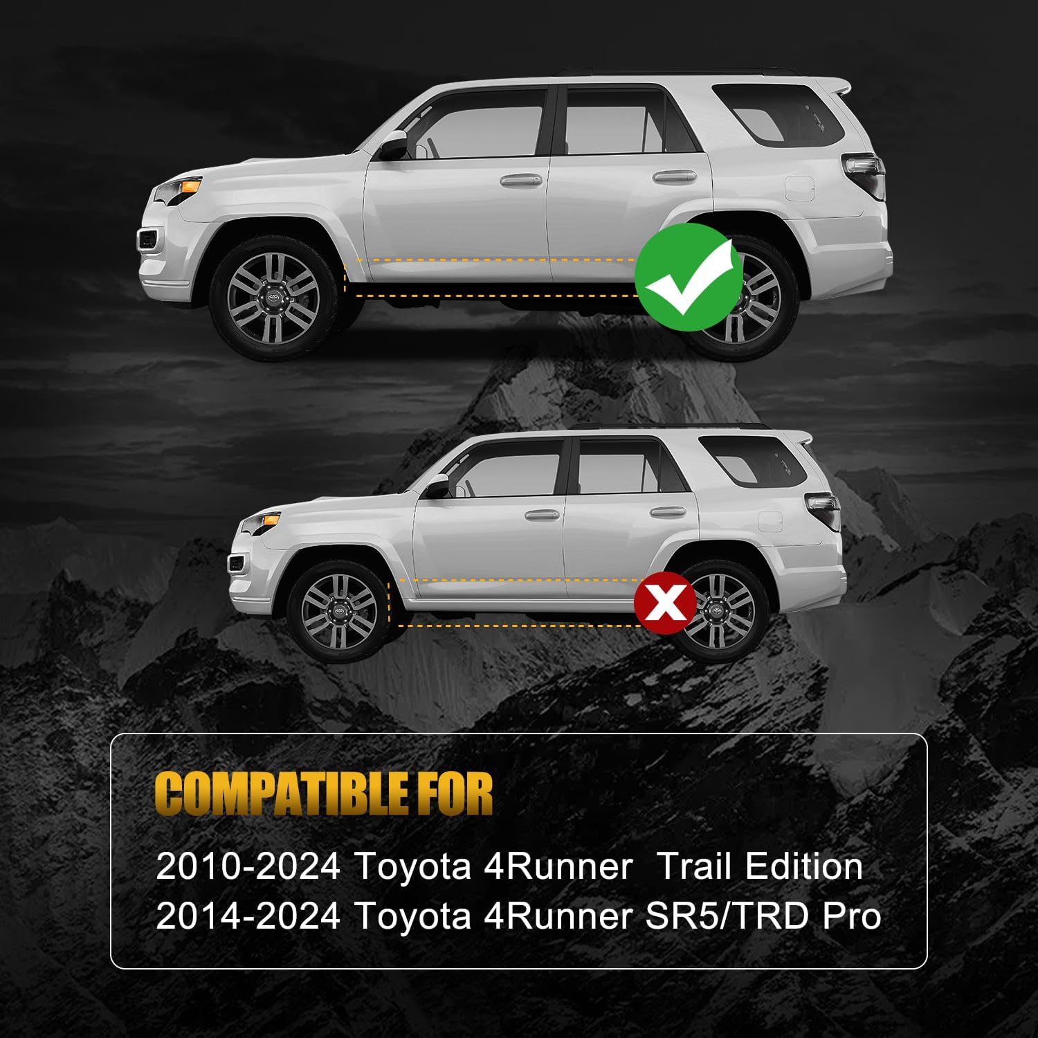 Side Step Running Boards Compatible with 2010-2024 Toyota 4Runner Trail Edition & 2014-2024 4Runner SR5/TRD Pro, Rail Nerf Bars,Blakc&Red(Powder Coated)