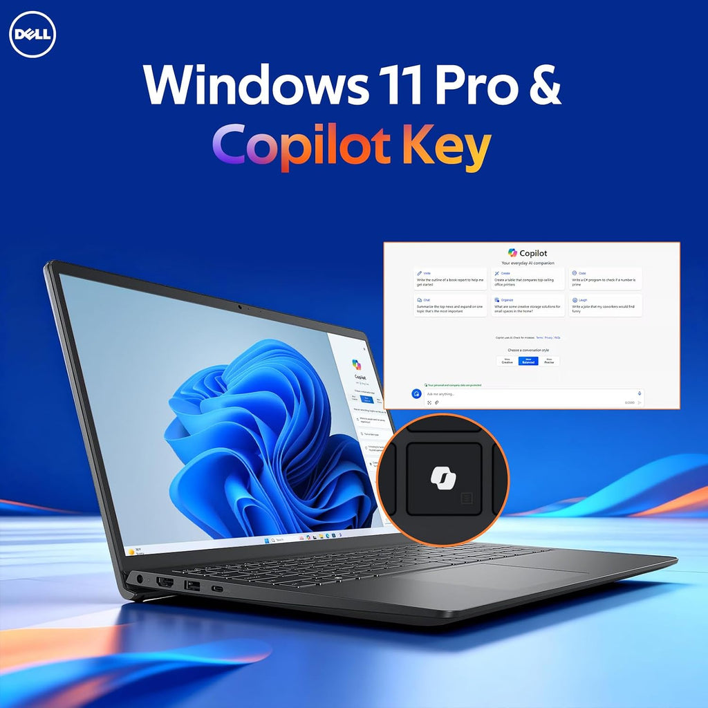 Dell 15 2026 DC15250 Touchscreen Laptop, Intel 10-Core i7-1355U, 15.6'' FHD Anti-Glare Display, 16 GB RAM, 1 TB SSD, FHD Webcam, Copilot AI, Wi-Fi 6, Win 11 Pro, for Business & Student, Carbon Black