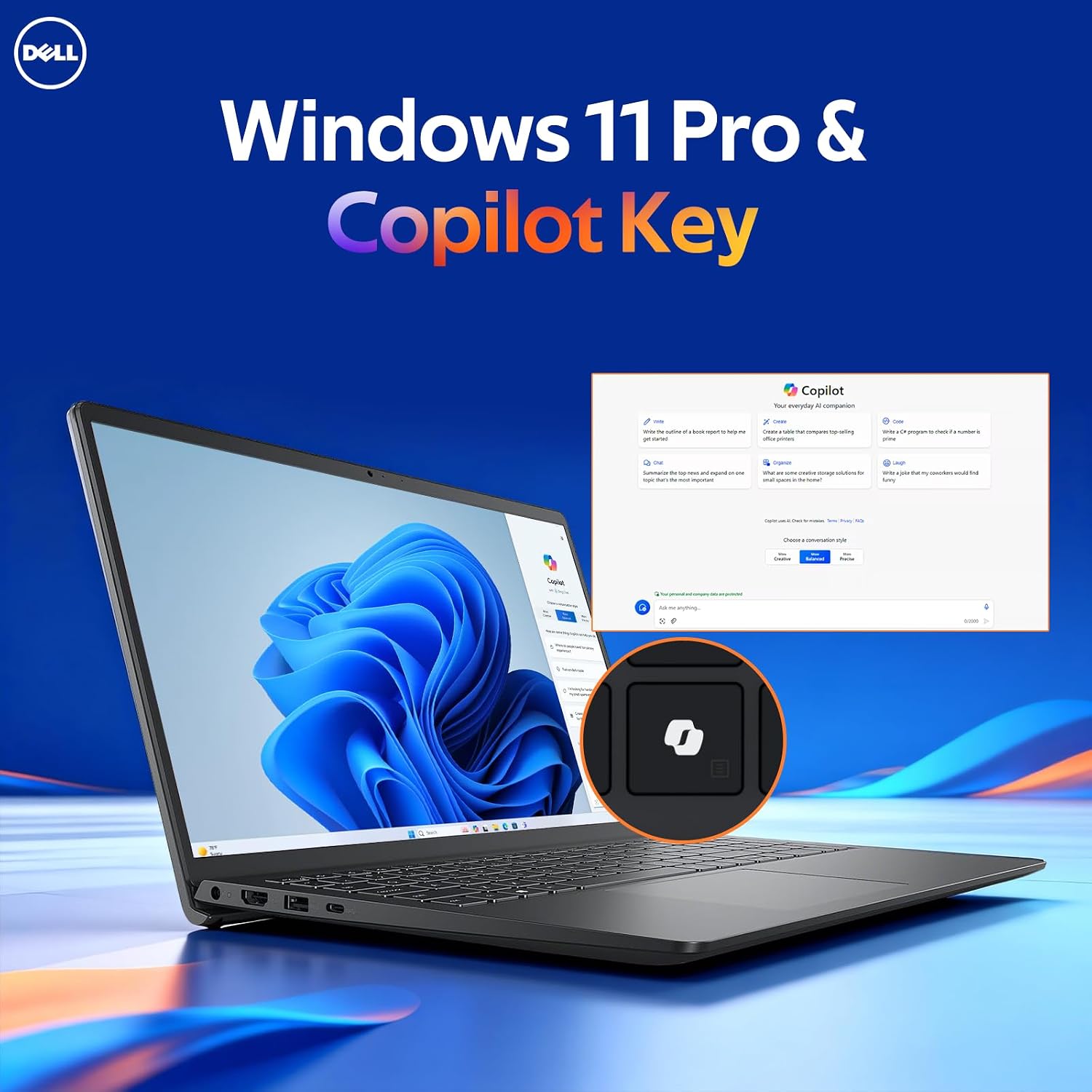 Dell 15 2026 DC15250 Touchscreen Laptop, Intel 10-Core i7-1355U, 15.6'' FHD Anti-Glare Display, 16 GB RAM, 1 TB SSD, FHD Webcam, Copilot AI, Wi-Fi 6, Win 11 Pro, for Business & Student, Carbon Black