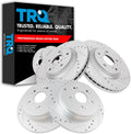 TRQ Performance Front and Rear Brake Rotor Set G Coated Drilled and Slotted Compatible with 2012-2016 Honda CR-V
