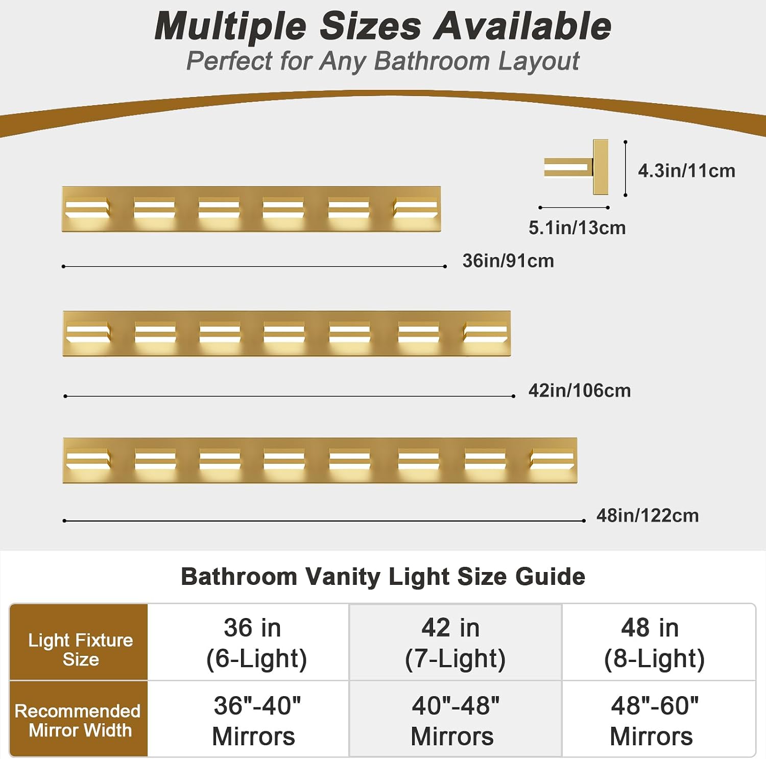 IZORRO LED Modern Bathroom Lights Fixtures(6-Light,Dimmable,360°Rotate),Brushed Glod Acrylic Wall Lighting,Vanity Lights for Bathroom Over Mirror - 6000k 36In （No Assembly Required）