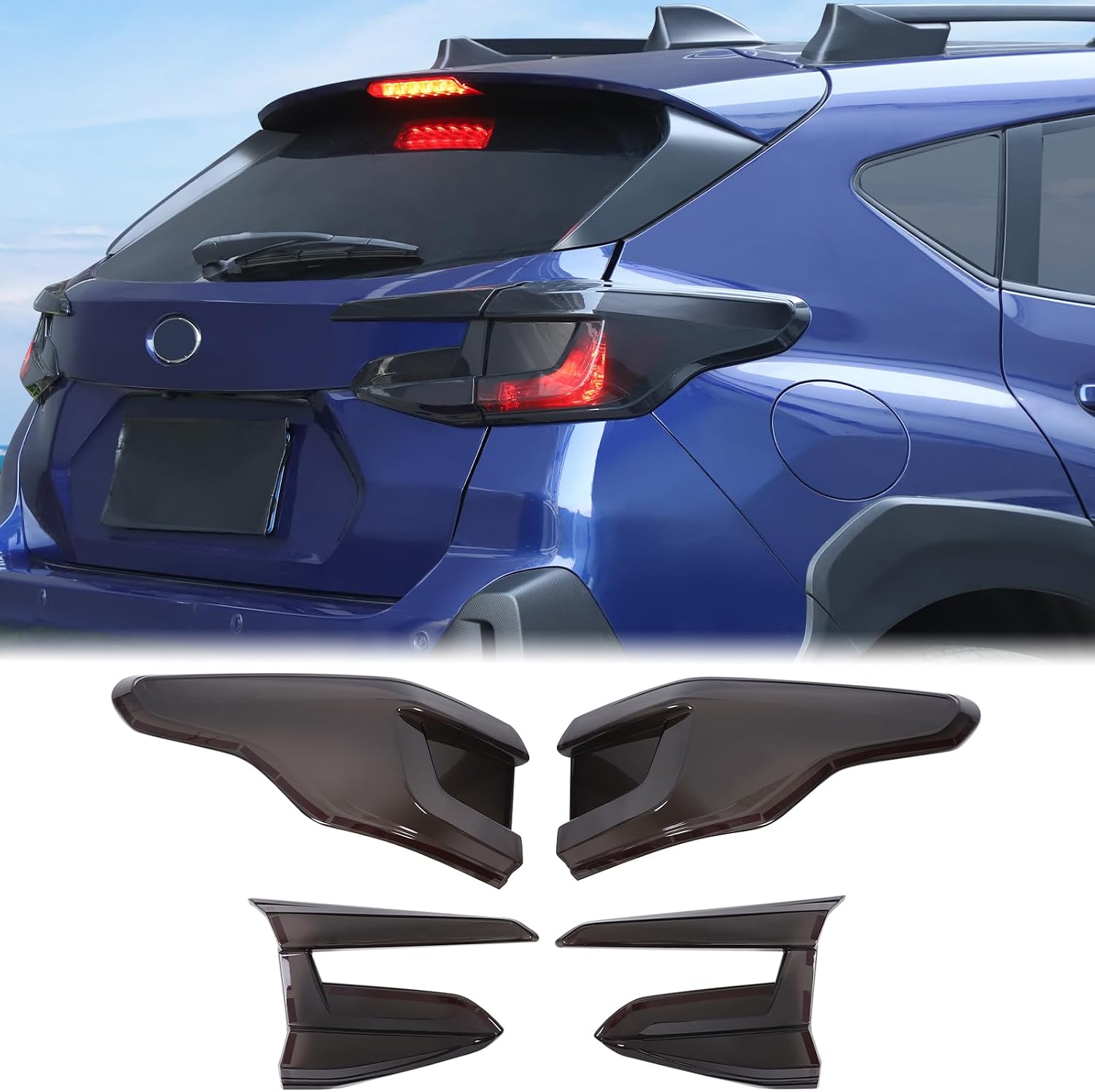 Car Rear Tail Light Lamp Cover Compatible with Subaru Crosstrek GU 2024-2026, Taillight Lamp Shell Shade Frame Bezels Trim Frame Rear Headlight Decorative Cover Protector ABS Exterior Accessories