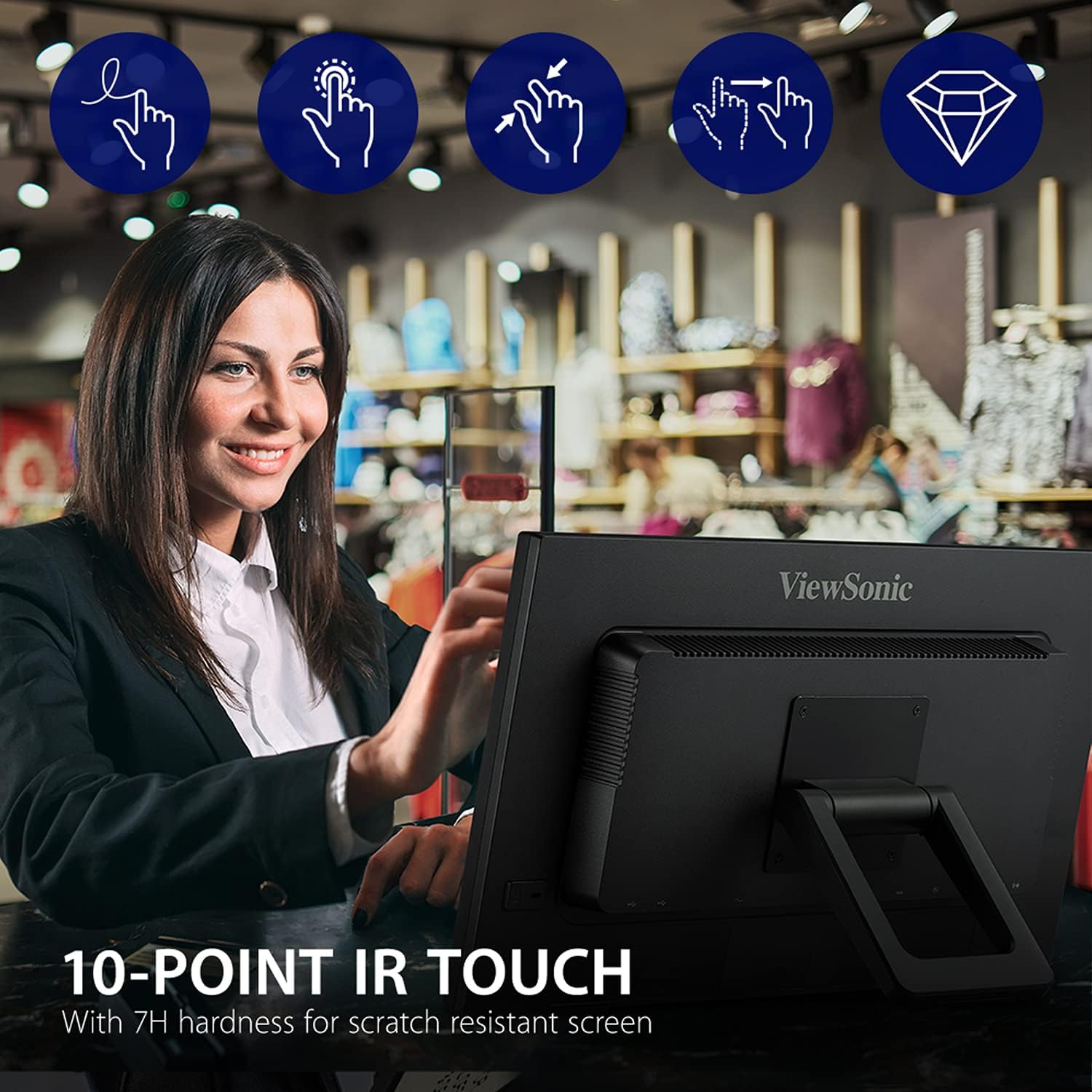 ViewSonic TD2223 22 Inch 1080p 10-Point Multi IR Touch Screen with Eye Care HDMI, VGA, DVI and USB Hub (Renewed)