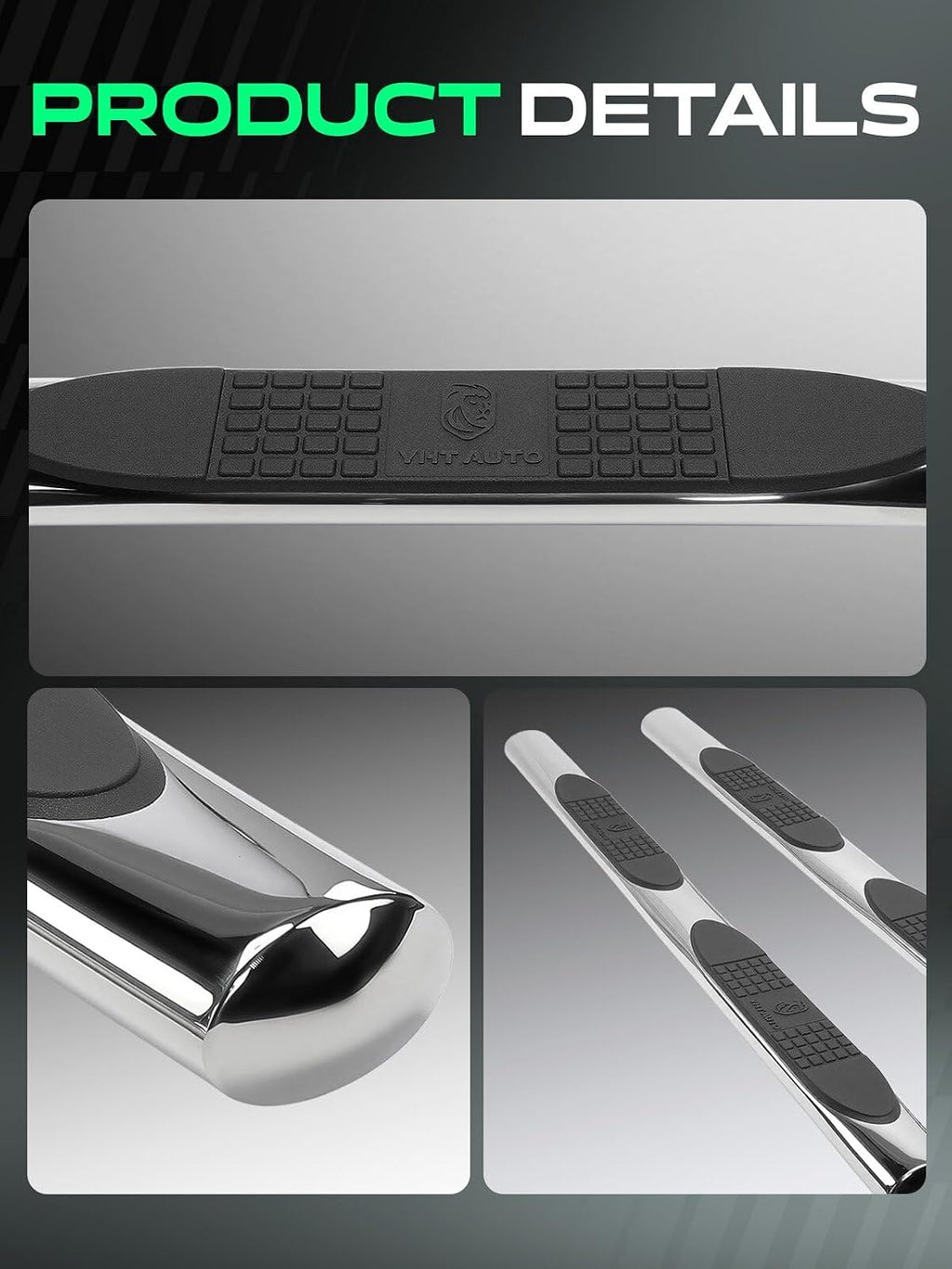 YHTAUTO 4 Inch Running Boards Side Steps Fit Jeep Wrangler 2018-2026(Include 2021-2024 4xe), 4-Door SUV, Oval Straight Stainless Steel Polished Chrome, Cab Side Step Rails Off-Road Accessories