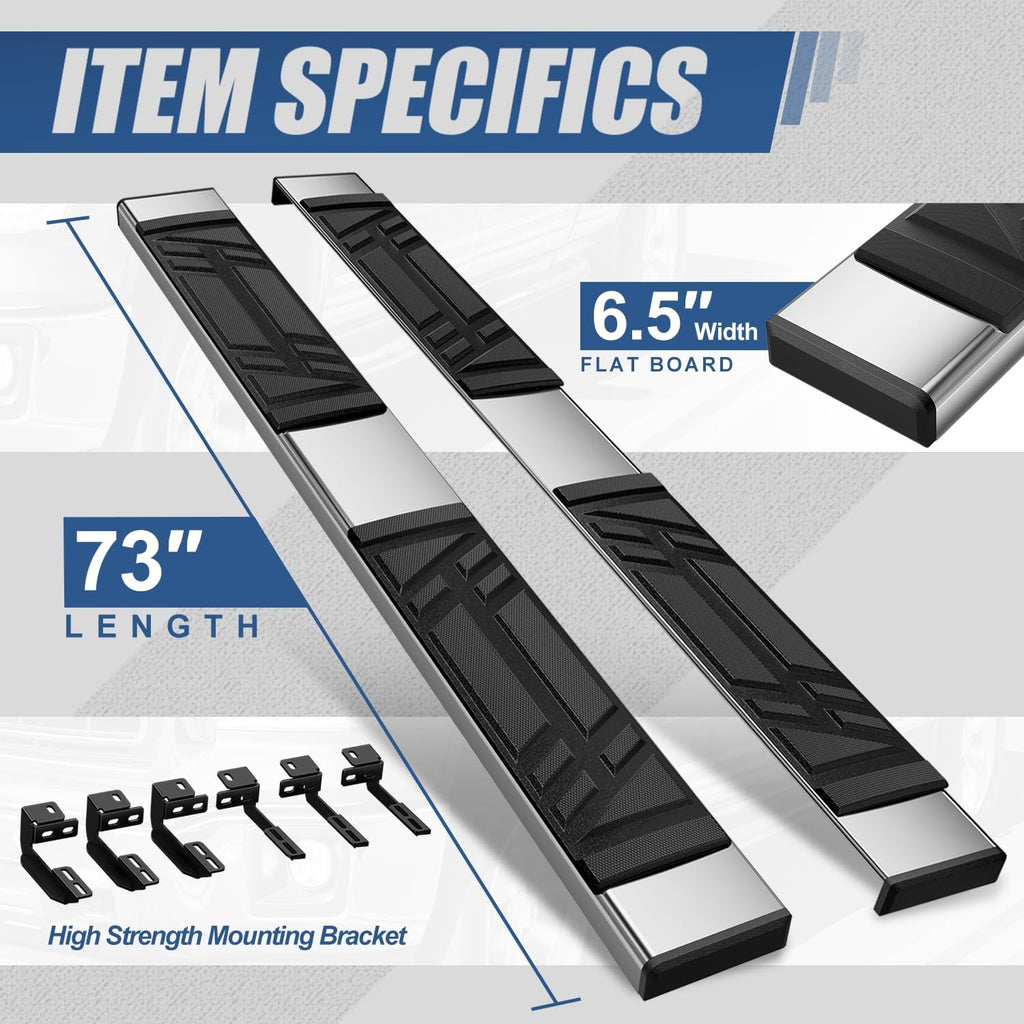 Auto Dynasty Running Boards Compatible with 2020-2025 Ford Explorer Lincoln Aviator, Stainless Steel Side Step Rail Nerf Bars, 6.5' x 73' Step Bars, Polished Chrome