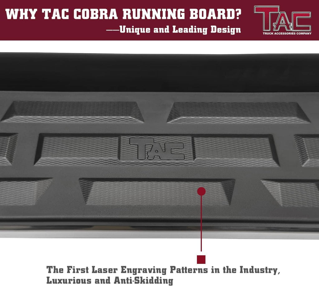 TAC Cobra Running Boards Compatible With 2018-2023 Traverse|2018-2024 Enclave SUV Side Steps Nerf Bars Step Rails Aluminum Black Off-Road City Exterior Accessories 2 pieces one pair