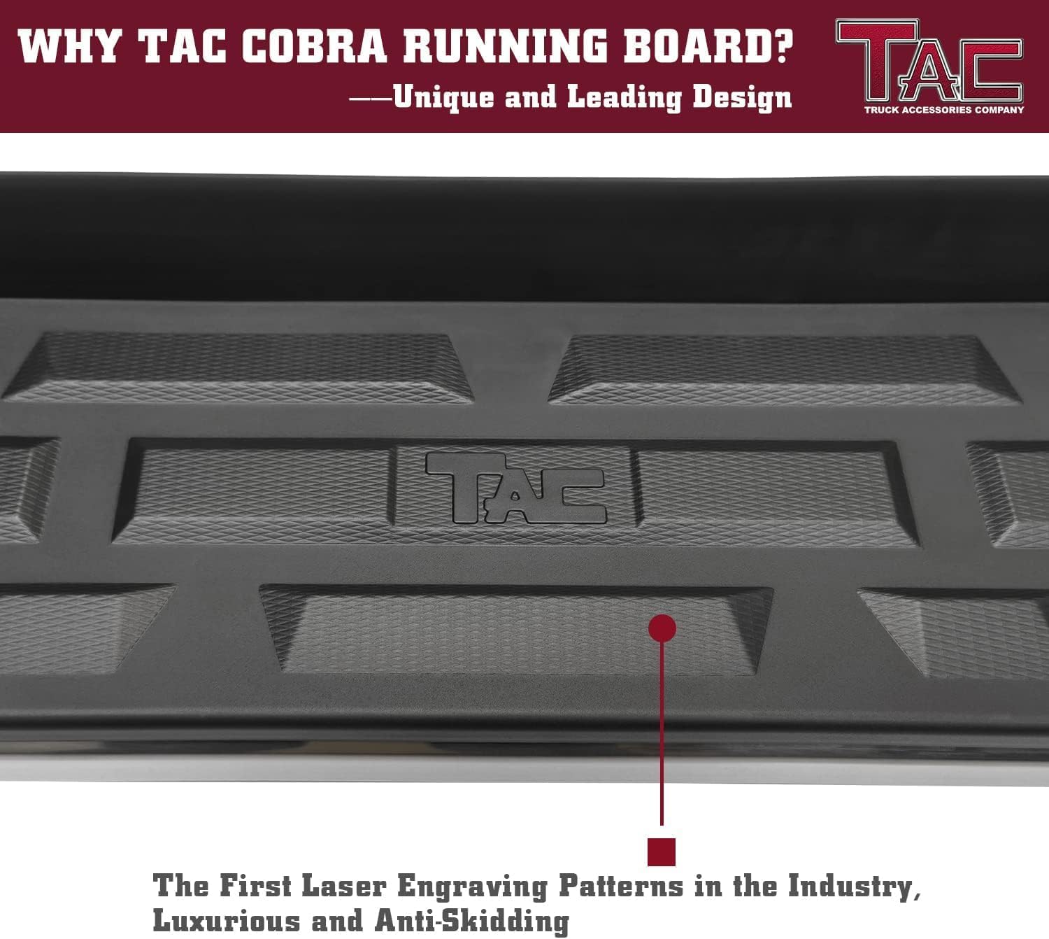 TAC Cobra Running Boards Compatible With 2018-2023 Traverse|2018-2024 Enclave SUV Side Steps Nerf Bars Step Rails Aluminum Black Off-Road City Exterior Accessories 2 pieces one pair