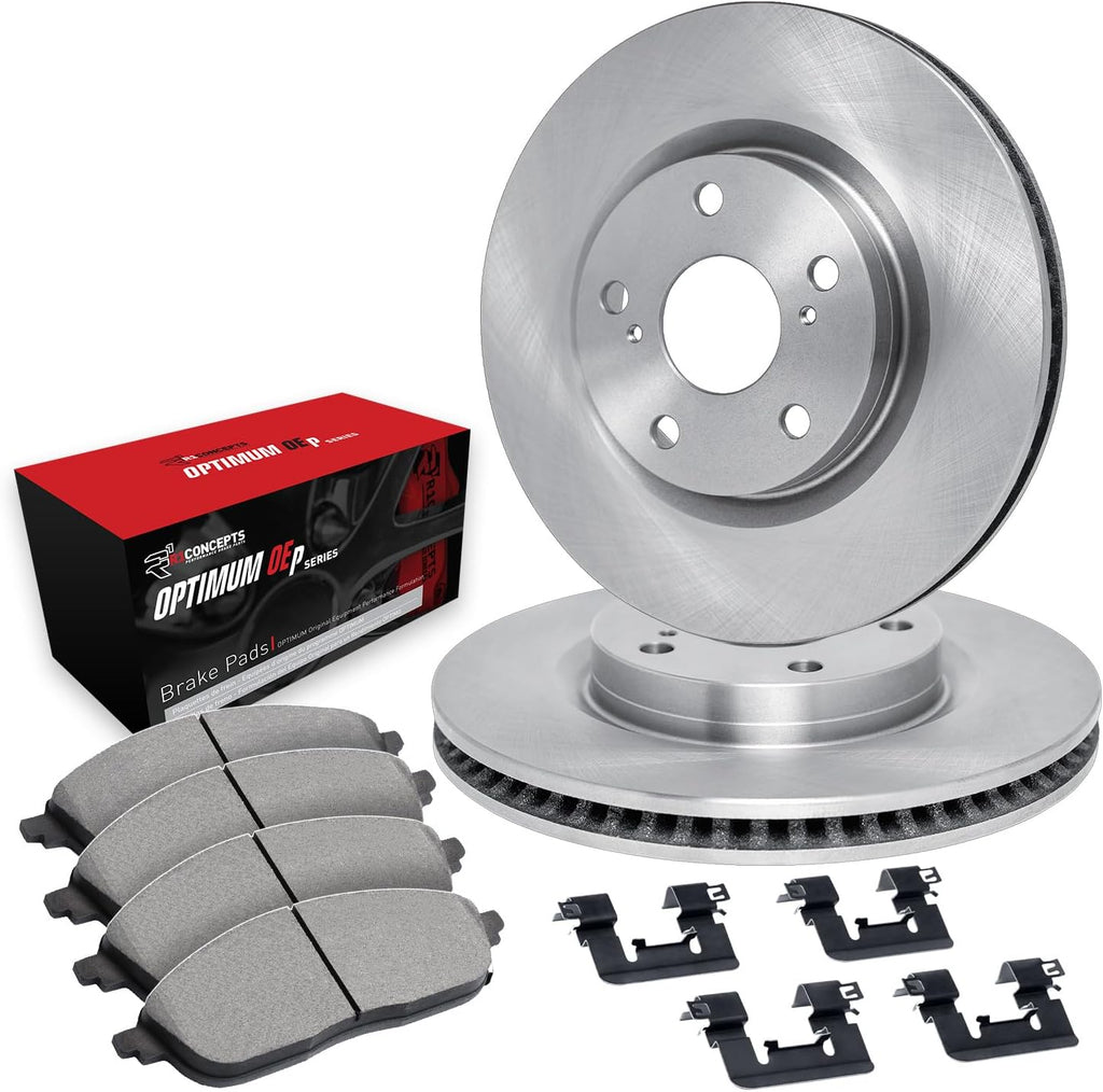 R1 Concepts Front Brake Kit Fits 2006-2011 Honda Civic Coupe Si; 2007-2011 Honda Civic Sedan Si| Optimum Oep Pads, Blank Rotors| Hardware| 11.8' Front
