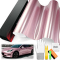 5FTx35FT PET Super Gloss Metallic Passion Pink High Glossy Vinyl Wrap Auto Car Sticker Decal Film Sheet Bubble Free Air Release Technology with Tool Set