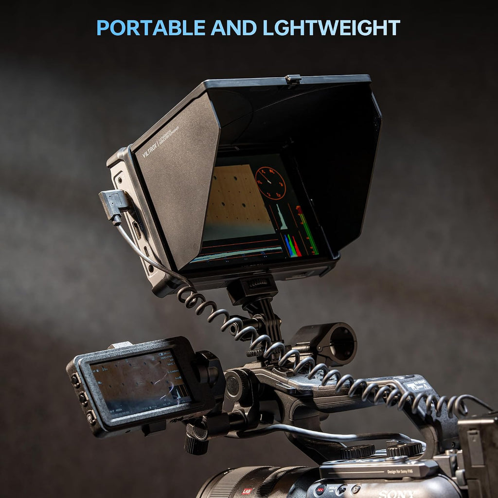 VILTROX DC-L2 7 inch SDI Camera Monitor, 1280x800 IPS HD Touch Screen Camera Field Monitor with 4K HDMI & SDI in/Out, 600 Nit, 3D LUT, Focus Peaking, Video Assist, Full Waveform, F550 Battery