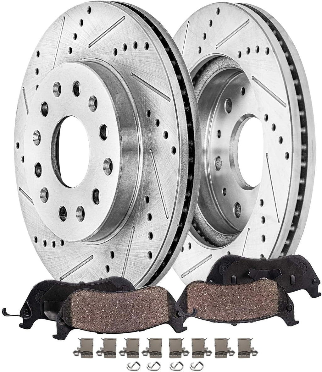 Detroit Axle - Rear Brake Kit for Toyota 2022-2023 Tundra Lexus LX600, 2023 Sequoia, 13.19' inch Drilled and Slotted Disc Brake Rotors Ceramic Brakes Pads Replacement