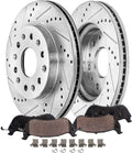 Detroit Axle - Rear Brake Kit for Toyota 2022-2023 Tundra Lexus LX600, 2023 Sequoia, 13.19' inch Drilled and Slotted Disc Brake Rotors Ceramic Brakes Pads Replacement