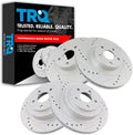 TRQ Performance Front and Rear Brake Rotor Set G Coated Drilled and Slotted Compatible with 2006-2007 Subaru Impreza