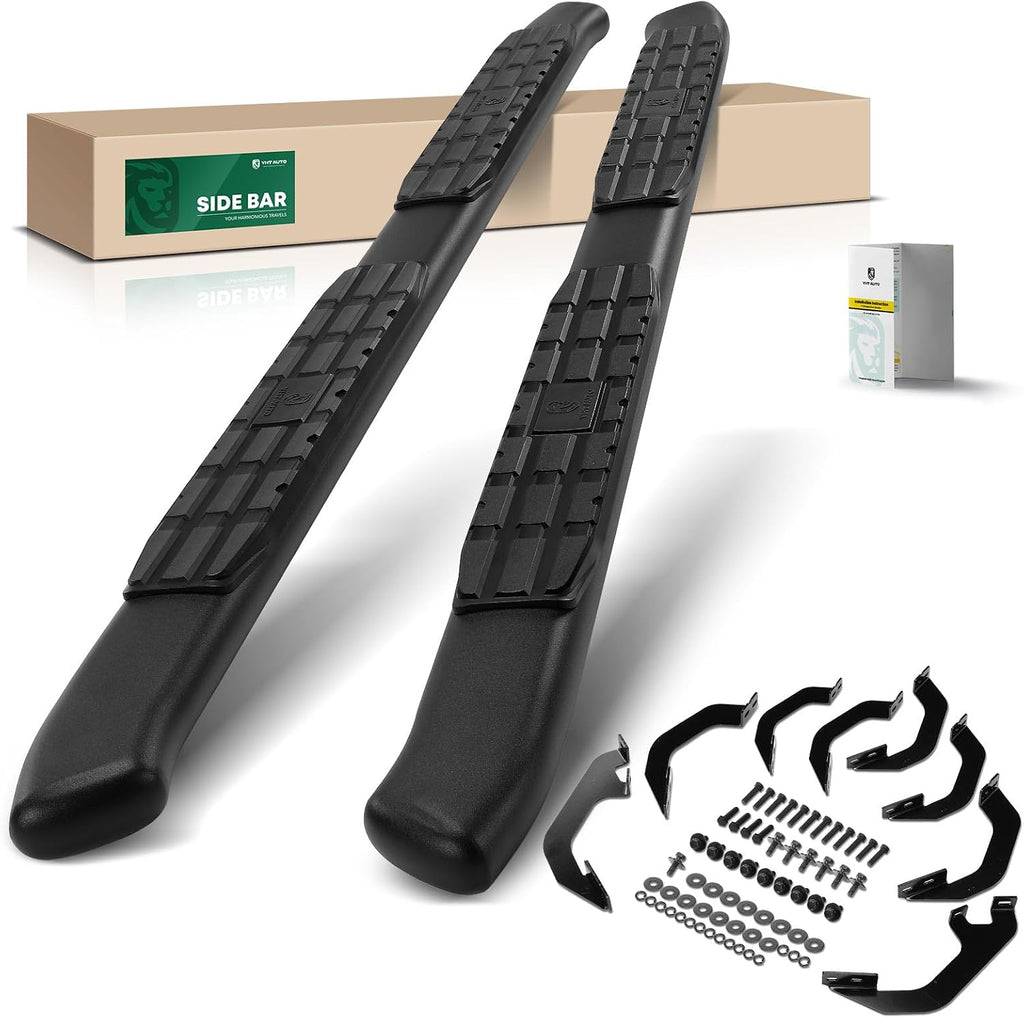 YHTAUTO 4.25' Running Boards Side Steps Fit Toyota Tundra 2022-2026(Crew Cab/CrewMax) Carbon Steel Black Powder, Truck Side Step Rails Off-Road Exterior Accessories, Set of 2