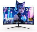 27 Inch Curved Gaming Computer Monitor 2K QHD(2560x1440) 180Hz Monitor,1ms 1800R Display, FreeSync, 4000:1 Contrast Ratio,100% sRGB, HDMI 2.0 & DisplayPort 1.4 VESA Mount（G27X Flex Pro）