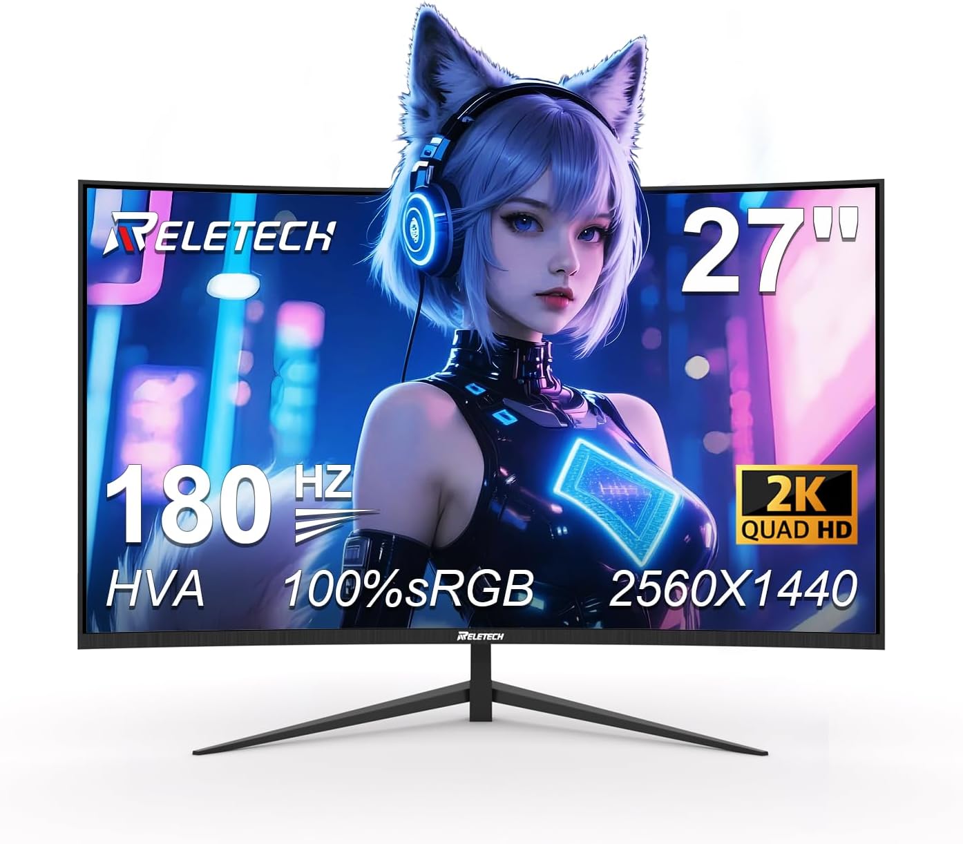 27 Inch Curved Gaming Computer Monitor 2K QHD(2560x1440) 180Hz Monitor,1ms 1800R Display, FreeSync, 4000:1 Contrast Ratio,100% sRGB, HDMI 2.0 & DisplayPort 1.4 VESA Mount（G27X Flex Pro）