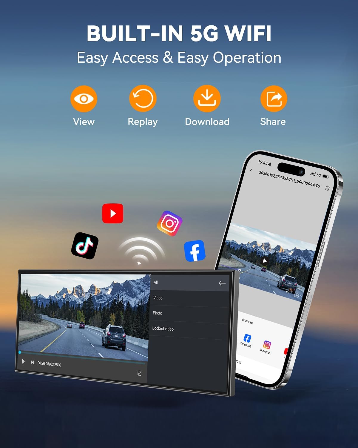 11.5' Wireless Carplay Screen for Car, Portable Apple Carplay & Android Auto Touch Screen, 4K Dash Cam/App Control/Backup Camera/Mirror Link/Voice Control/GPS/Bluetooth,for All Vehicles