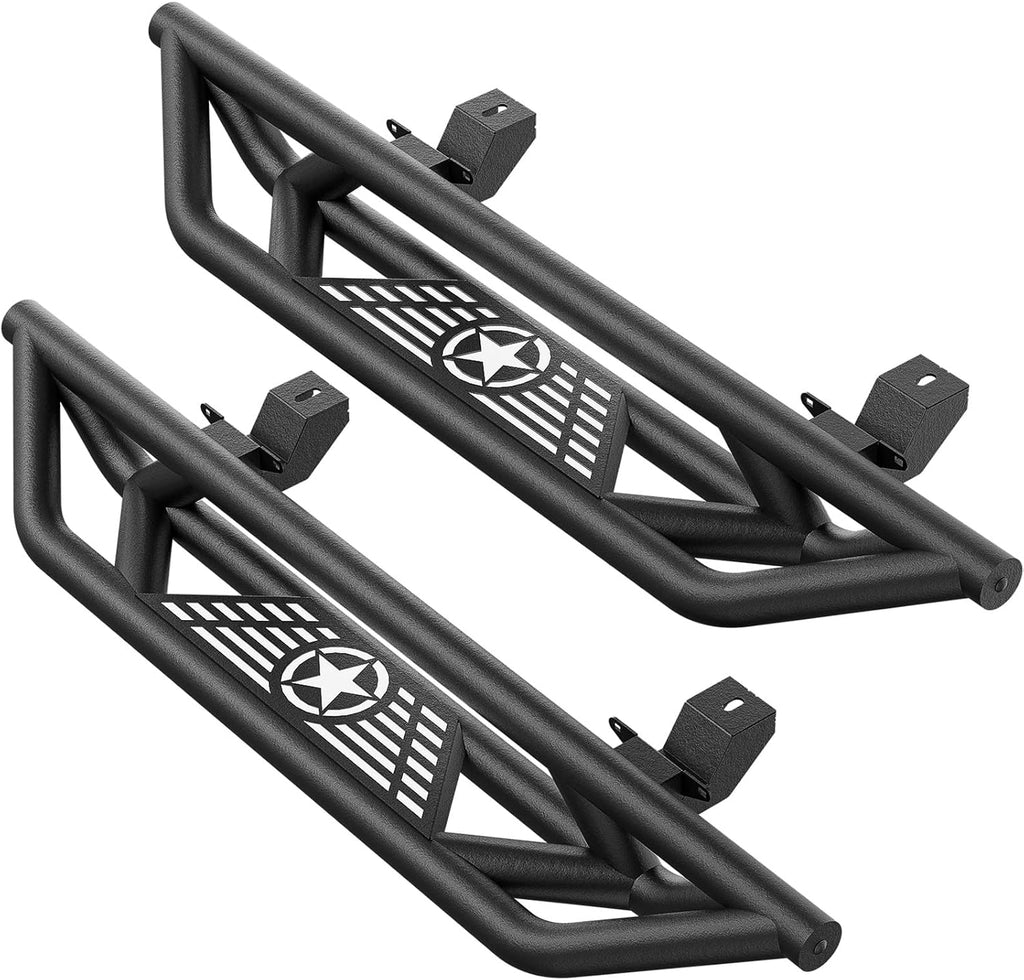 Running Boards Compatible with 2018-2026 Jeep Wrangler JL 2 Doors, Drop Side Steps, Heavy-Duty Steel Nerf Bar Step Plate Rock Sliders Rail
