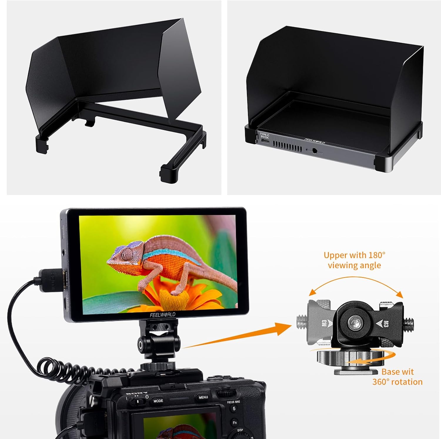 FEELWORLD P6XL 6 Inch Camera Monitor Built-in Battery,1200nits Bright,Touch Screen,4k HDMI/HDR Monitoring/Custom 3D-LUT