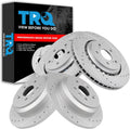 TRQ Performance Front and Rear Brake Rotor Set G Coated Drilled and Slotted Compatible with 2014-2016 Acura MDX