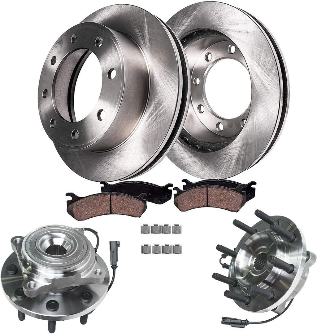 Detroit Axle - 4WD Front Brake Kit for 2009 2010 Dodge Ram 2500 3500, 2011 Ram 2500 3500, Truck Disc Brake Rotors Ceramic Brakes Pads Wheel Bearing Hubs Assembly Replacement