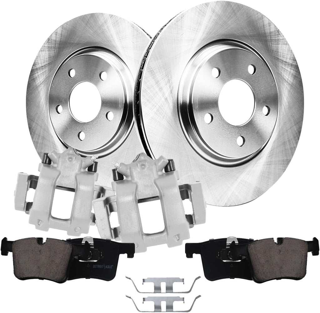 Detroit Axle - Front Disc Rotors Brake Pads + Brake Calipers w/Bracket Kit Replacement for BMW 328i 330i xDrive 428i - 6pc Set