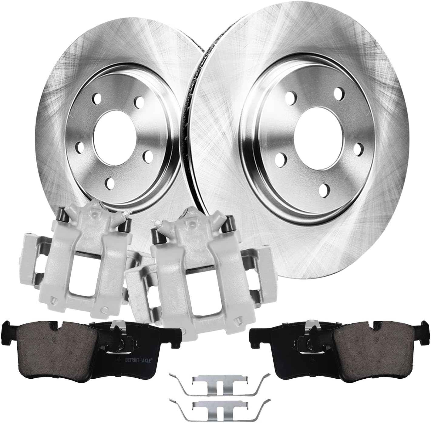 Detroit Axle - Front Disc Rotors Brake Pads + Brake Calipers w/Bracket Kit Replacement for BMW 328i 330i xDrive 428i - 6pc Set