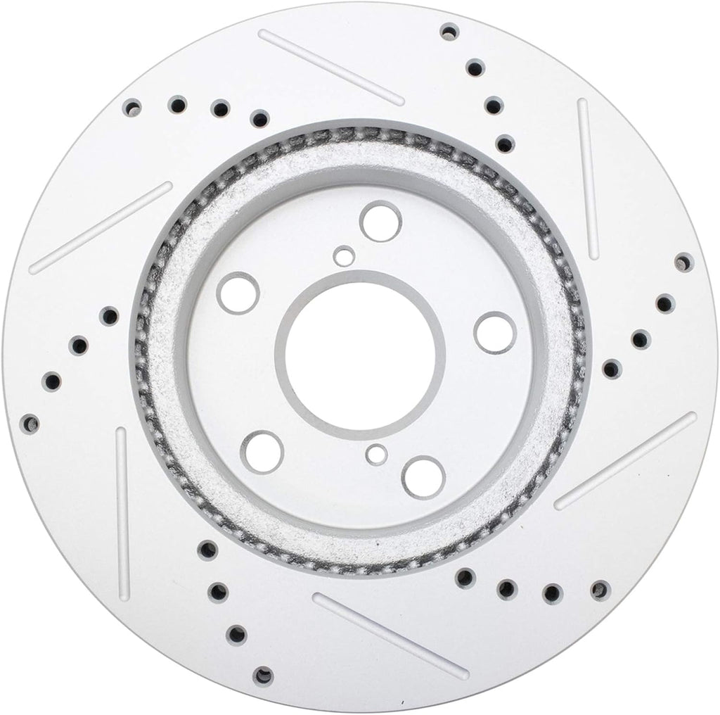 TRQ Performance Front and Rear Brake Rotor Set G Coated Drilled and Slotted Compatible with 2010-2012 Lexus HS250h 2006-2018 Toyota RAV4