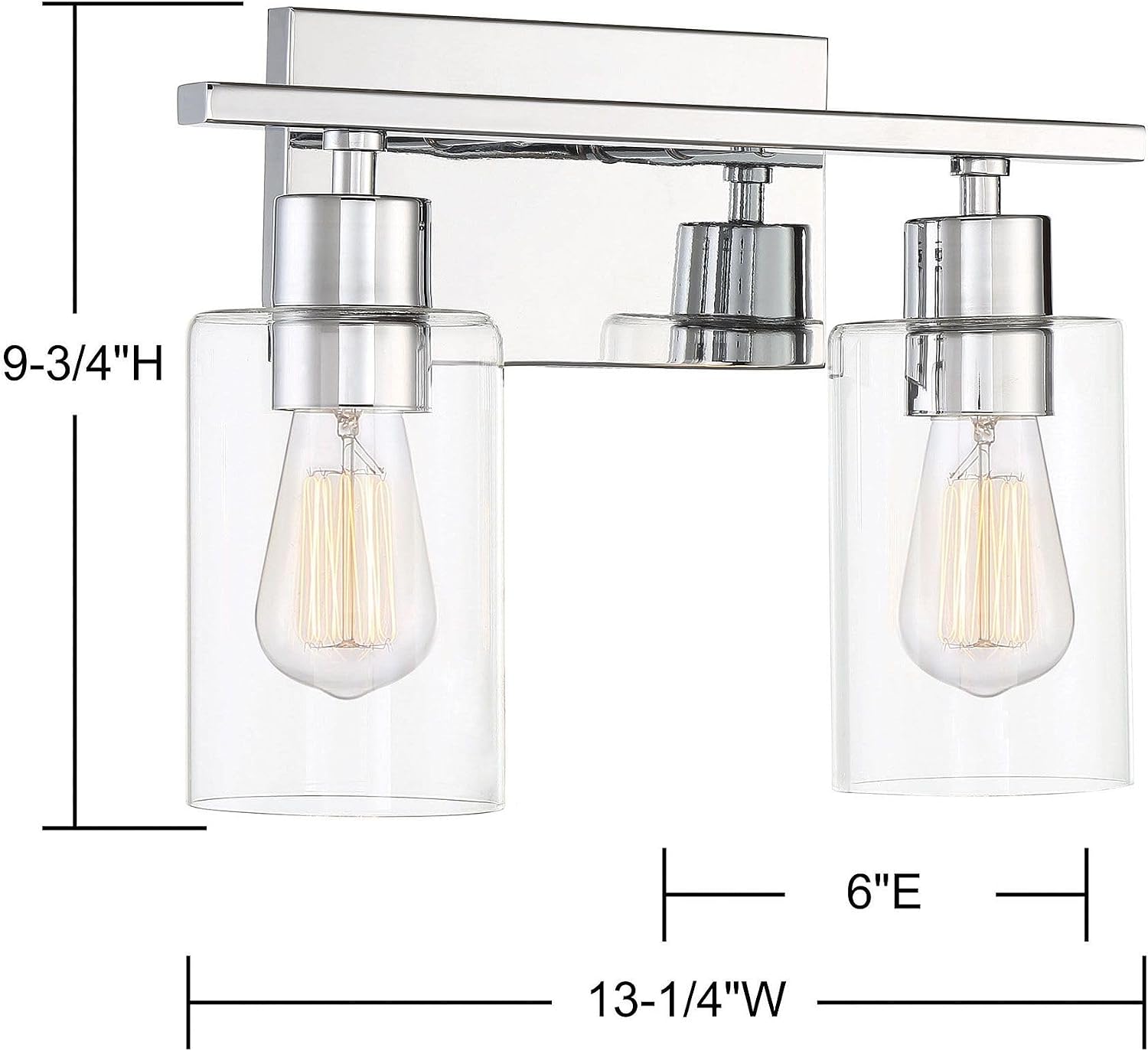 Savoy House 8-2149-2-11 Lambert Modern Clear Glass Bathroom Vanity Wall Light, 2-Light 120 Total Watts, 10' H x 13' W, Polished Chrome