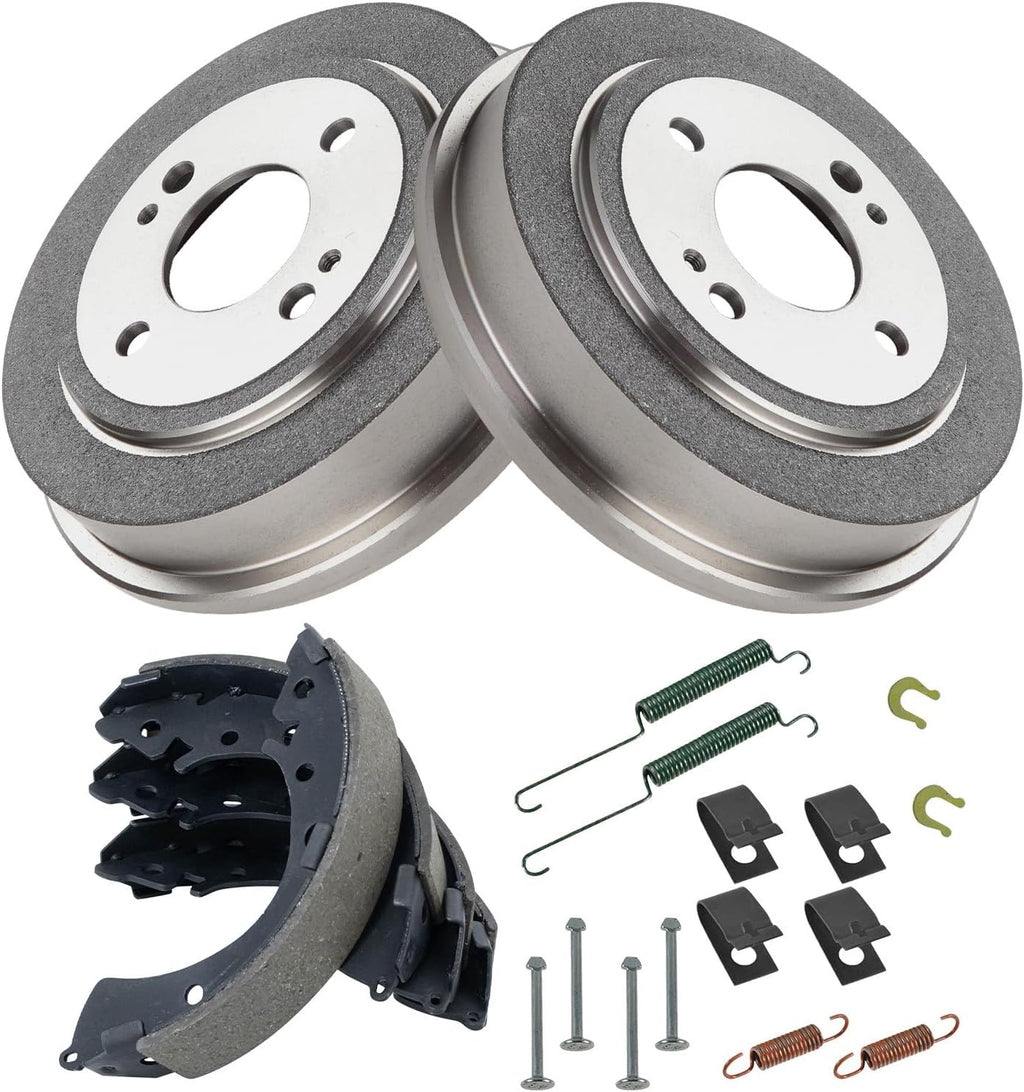 Rear Brake Shoes 2 Drums & Hardware Spring Kit Set for Honda Civic Fit