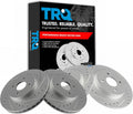 TRQ Performance Front and Rear Brake Rotor Set G Coated Drilled and Slotted Compatible with 2002-2004 Ford Focus