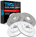 TRQ Front and Rear Brake Rotor Set G Coated Drilled and Slotted Compatible with 2011-2014 Ford Mustang