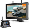 Magnetic Solar Wireless Backup Camera, 9' IPS Touchscreen Monitor HD1080P DVR Rear View Camera IP69 IR Night Vision No Wiring True 15000mAh Rechargeable Camera for RV, Trailer, Camper, Car,Truck