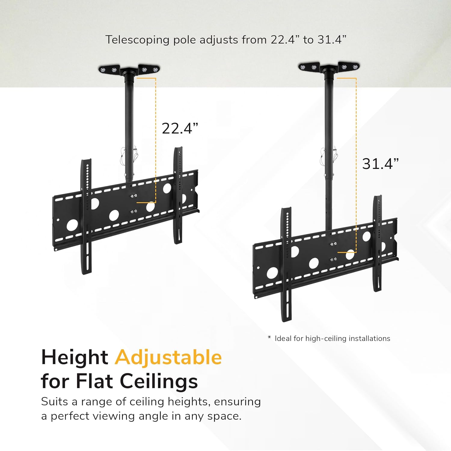 Mount-It! Ceiling TV Mount for 32–86 Inch TVs – Full Motion Swivel, Tilt & Height Adjustable Bracket – Heavy-Duty Steel, 175 lb Capacity, VESA 800x450 – Ideal for Home & Commercial Installations