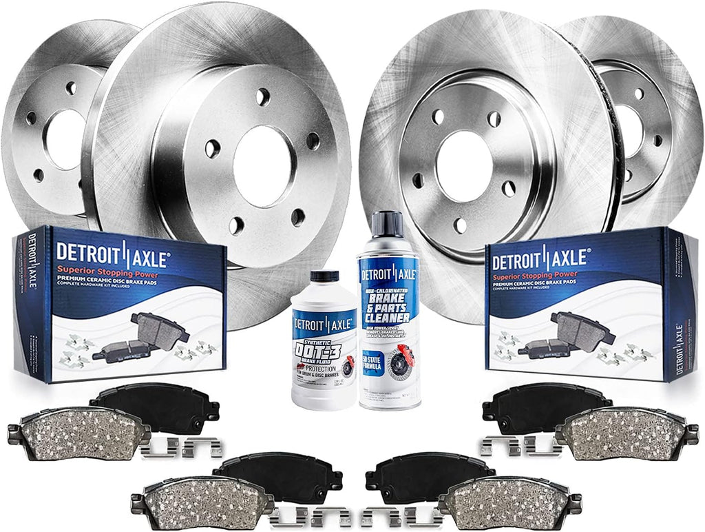 Detroit Axle - Brake Kit for 2007-2018 Jeep Wrangler Replacement 11.89' inch Front & 12.44' inch Rear Disc Brake Rotors Ceramic Brakes Pads