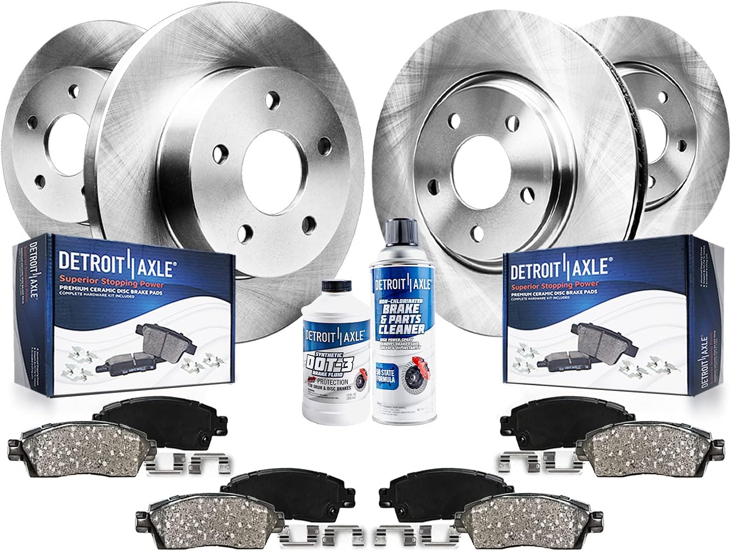 Detroit Axle - Brake Kit for 2007-2011 Toyota Camry 2008-2012 Avalon, 2007-2012 Lexus ES350 Disc Brake Rotors Ceramic Brakes Pads Replacement: 11.65' inch Front and 11.06' inch Rear Rotor
