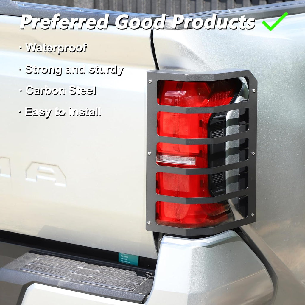 Tail Light Protective Metal Cover Compatible with Toyota Tacoma 2024 2025 2026 No Powered Gate, Carbon Steel Car Exterior Protection Accessories