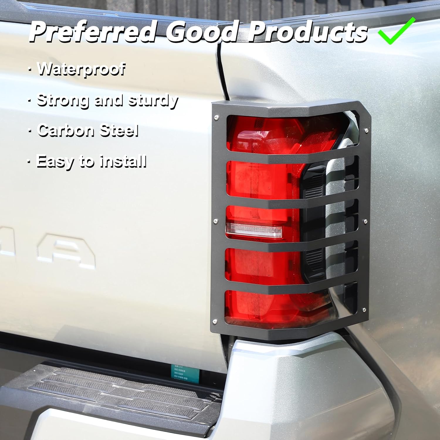 Tail Light Protective Metal Cover Compatible with Toyota Tacoma 2024 2025 2026 No Powered Gate, Carbon Steel Car Exterior Protection Accessories